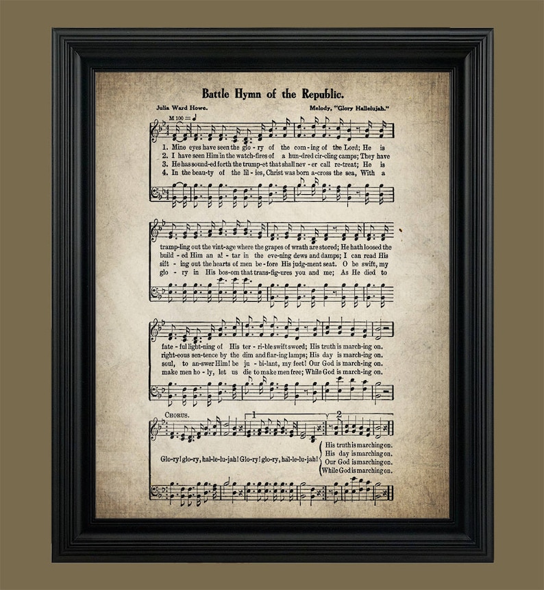 Battle Hymn of the Republic Print Sheet Music Art Hymn Art | Etsy