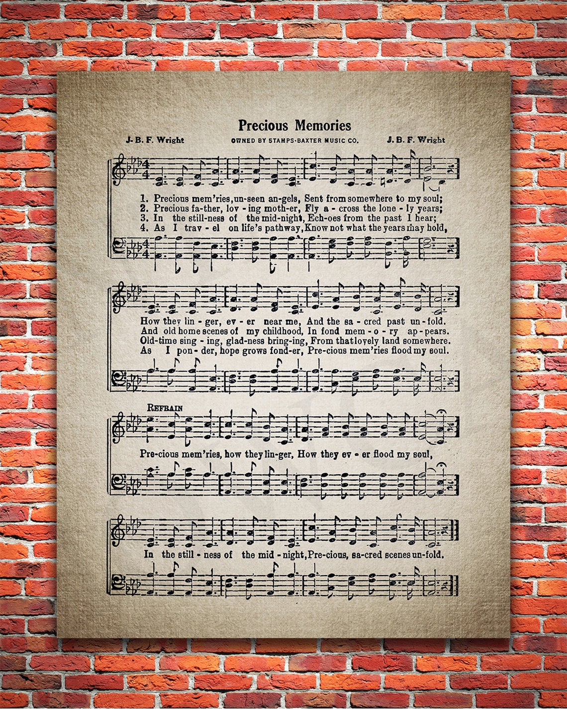 Precious Memories Hymn Print Gospel Music Funeral Song | Etsy