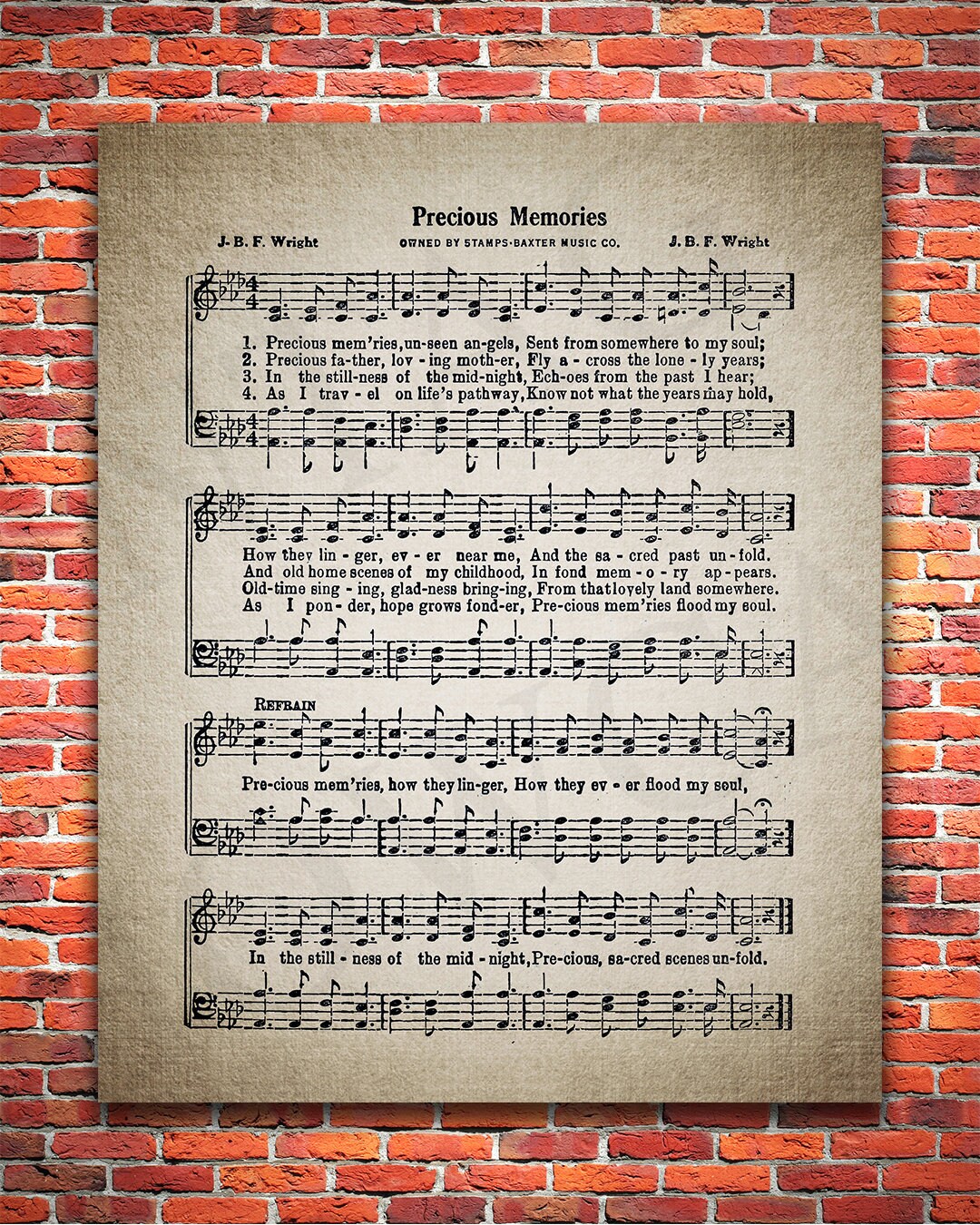 Precious Memories Hymn Print Gospel Music Funeral Song | Etsy