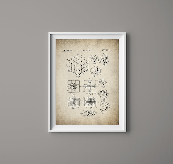 Ready to Print Ruics Cube Vintage #063 Instant Download Rubicks Cube Rubik/'s Cube Patent Print Poster Art