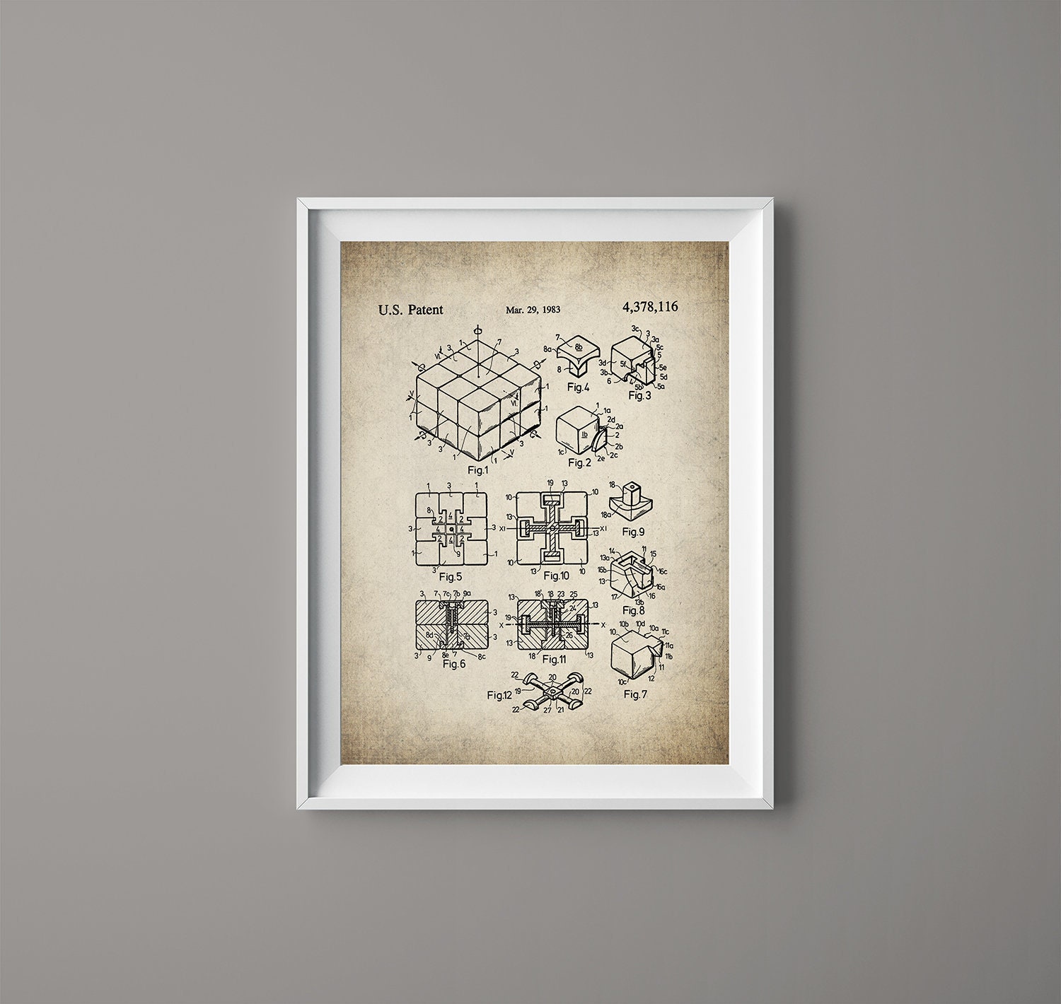 Ready to Print Ruics Cube Vintage #063 Instant Download Rubicks Cube Rubik/'s Cube Patent Print Poster Art
