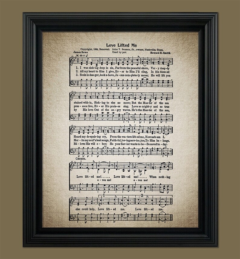 Love Lifted Me Hymn Print Wall Art Sheet Music Home - Etsy