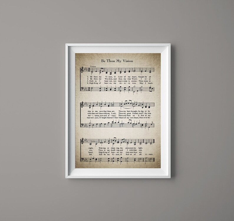Be Thou My Vision Hymn Print Sheet Music Wall Art Home Decor Christian Art Gift Instant Download Ready to Print HYMN-007 image 1