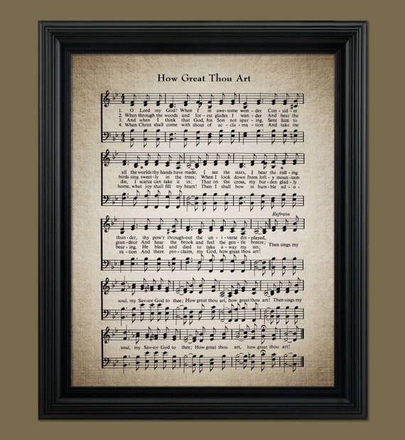 How Great Thou Art Music Sheet Poster Music Sheet Print Music Sheet Print  Song Sheet Lyrics Poster Lyrics Wall Art Music Poster Music Print (8 x 10