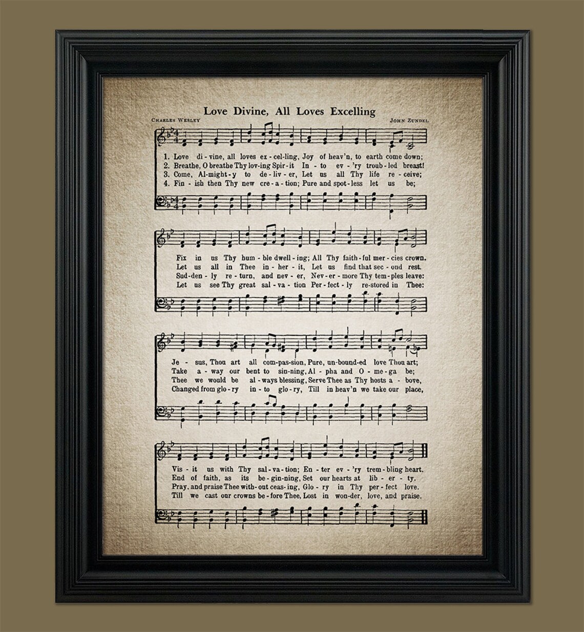 Love Divine All Loves Excelling Hymn Print Sheet Music Art | Etsy