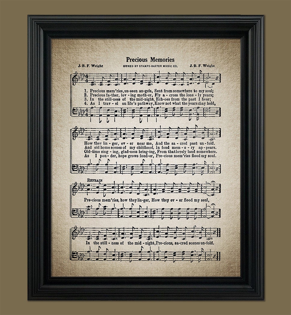 Precious Memories Hymn Print Gospel Music Funeral Song Sheet Music Home ...