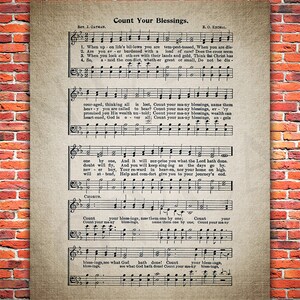 Count Your Blessings Hymn Print - Sheet Music Art - Hymn Art - Hymnal ...