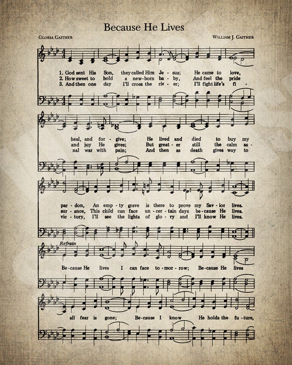 Because He Lives Hymn Print Hymnal Sheet Sheet Music Etsy
