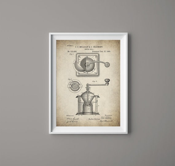 Vintage Coffee Mill Grinder - Patent Print- Instant Download - Ready to Print - #011