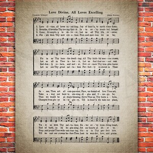 Love Divine, All Loves Excelling Hymn Print - Sheet Music Art - Hymn ...