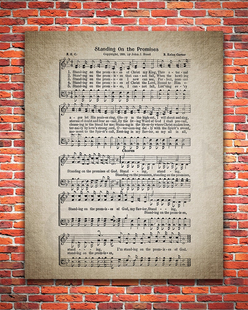 Standing on the Promises Hymn Print Sheet Music Wall Art Etsy