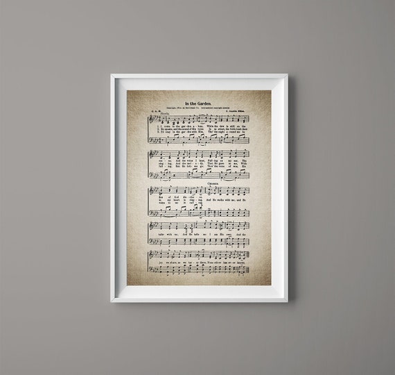 In The Garden Hymn Print Sheet Music Art Hymn Art Hymnal Etsy