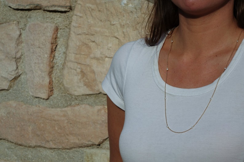 Fine gold necklace with brass and black agate beads Stacking necklaces 24 carats fine gold chain New collection