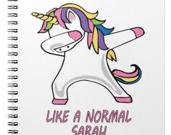 A5 NOTEBOOK - SARAHCORN Like A Normal SARAH But More Awesome - note writing book pad unicorn fantasy name girl daughter mother girlfriend
