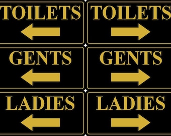 Pointing Arrow TOILET DIRECTION SIGN Notice ~ Choice of Size ~ Toilets Ladies Gents Signs Door Plaque ~ Pointing Right or Left or No Arrow
