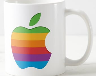 Apple Print ~ MUG ~ ideal desktop companion mugs for MacBook Mac iPad homeworking ~ multi colour apple logo mugs