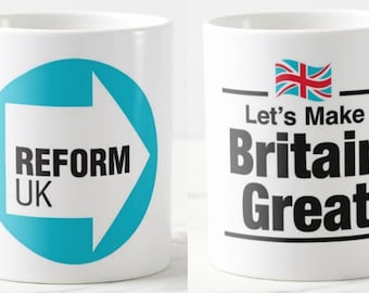 BULK WHOLESALE Qty of 48 MUGS - Reform Uk Lets Make Britain Great - farage brexit political party small boats immigration anti europe mug