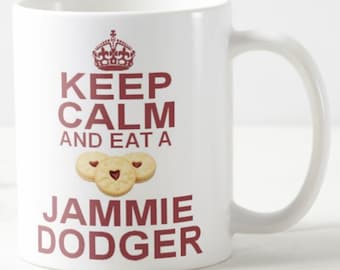 Keep Calm And Eat A Jammie Dodger ~ MUG ~ jammy dodgers jam biscuit biscuits cake lovers carry on style 11oz gift mugs + optional coaster