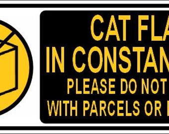 Cat Flap In Constant Use Please Do Not Block With Parcels Or Packages ~ Sign Plaque Notice ~ Choice of 4 sizes ( cats entrance keep clear )