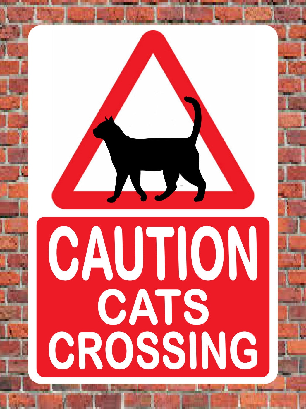 Panneau D'avertissement « Cat Xing Crossing » Fantaisie En Métal Rouillé Avec Inscription « Beware