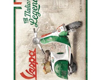 VESPA The ITALIAN LEGEND Since 1946 ~ Sign / Notice / Wall Plaque ~ vintage retro style scooter advertising printed aluminium signage