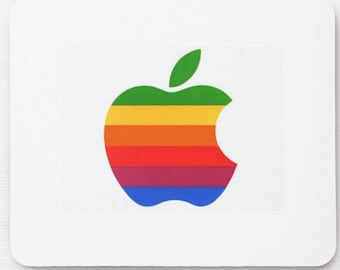 Rainbow Coloured Apple printed MOUSE MAT - ideal gift for Mac iMac MacBook owner - apple computer PC or laptop mousepad mat
