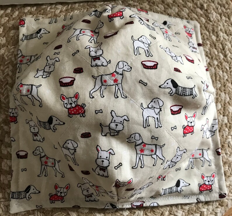 Gifts under 10 dollars Reversible Tiny Puppies Cream Microwave Bowl Cozy Table Protector Microwave Pad,Cold Food Cozy all cotton
