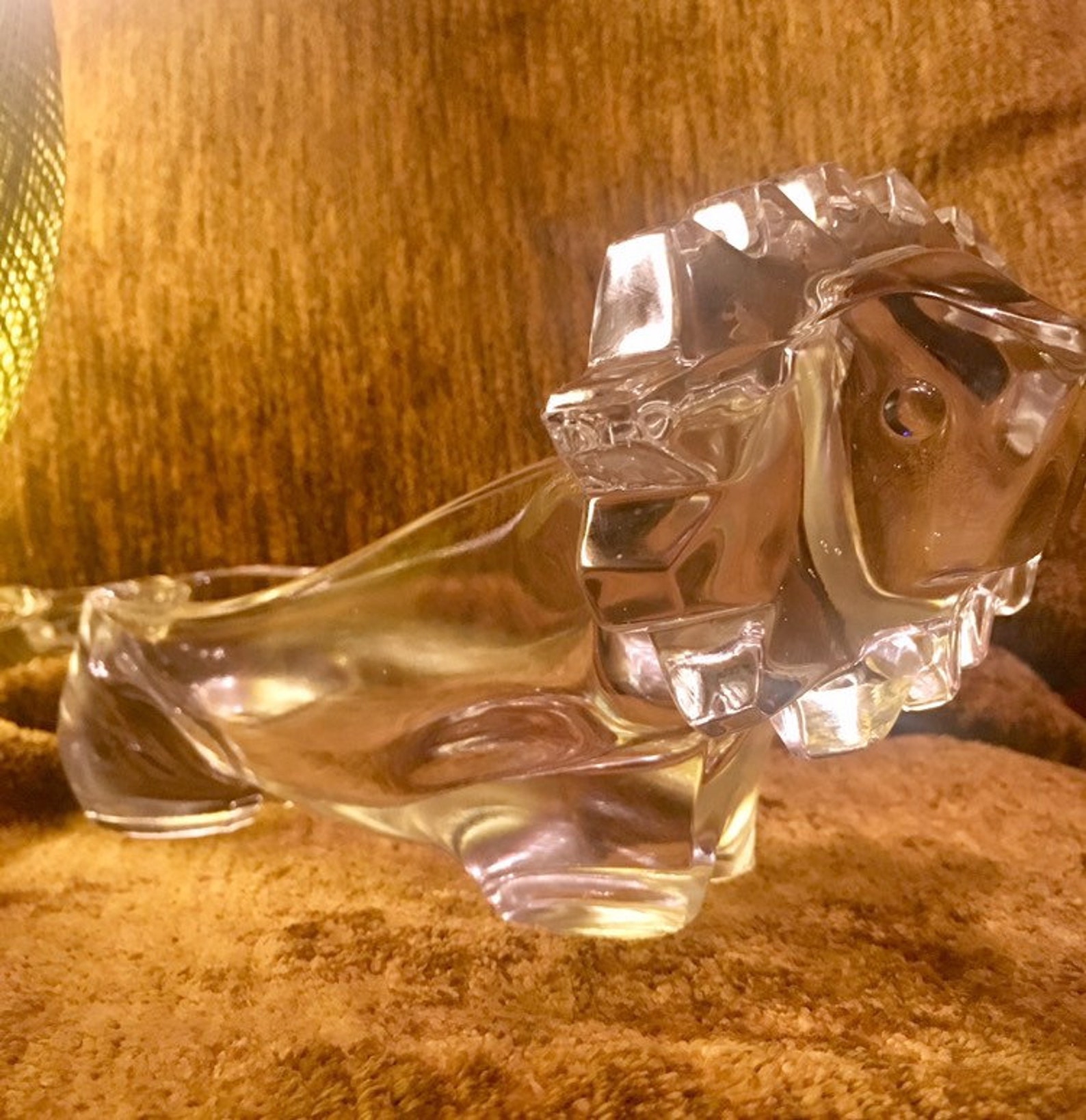 Mid Century Lion Glass Candy Dish Etsy