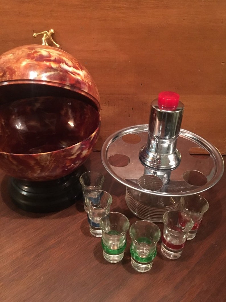 Mid Century Bowling Ball Bar Set Etsy