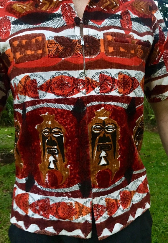 vintage hawaiian shirt tiki - Gem