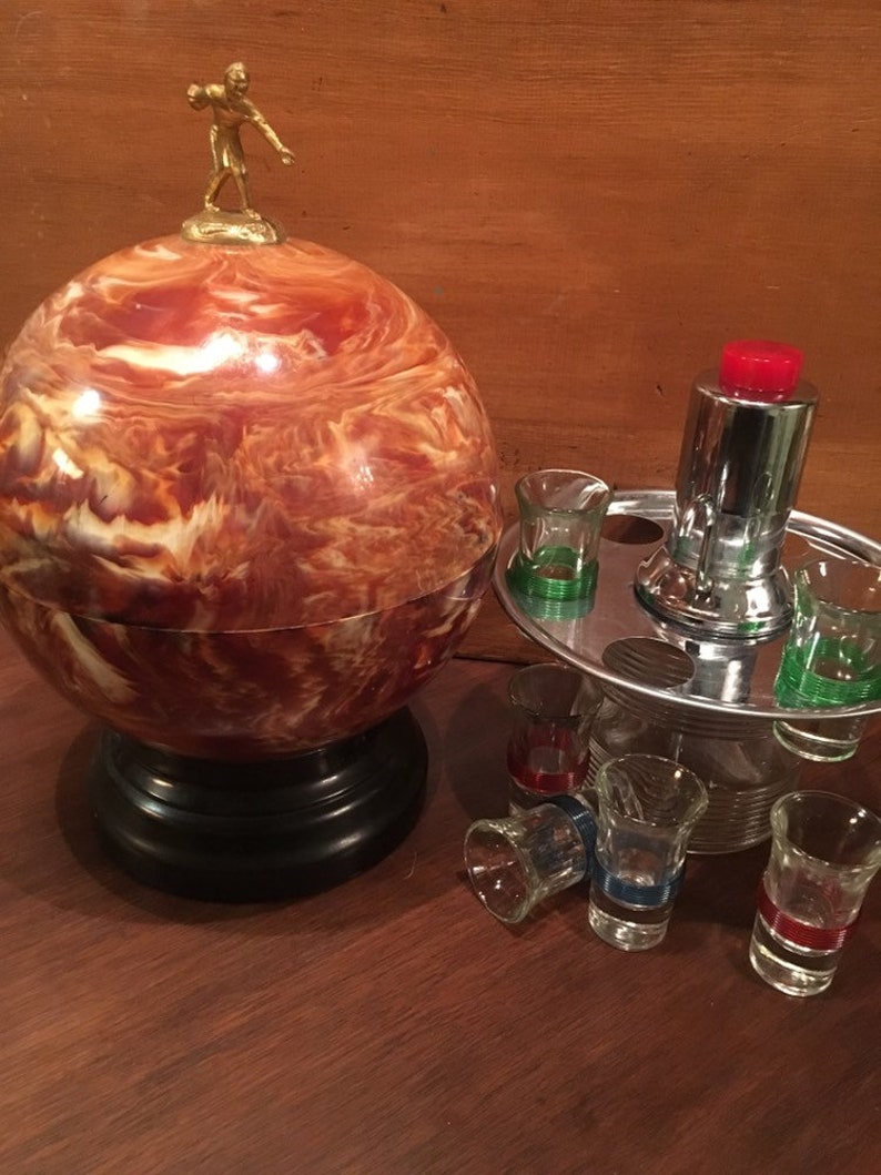 Mid Century Bowling Ball Bar Set Etsy