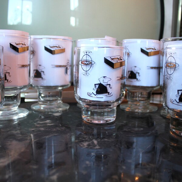 Saved for Franklin's.  Osborne Kemper Thomas Set of 8 Mad Men Scientist Computer Wiz Barware Still in Box