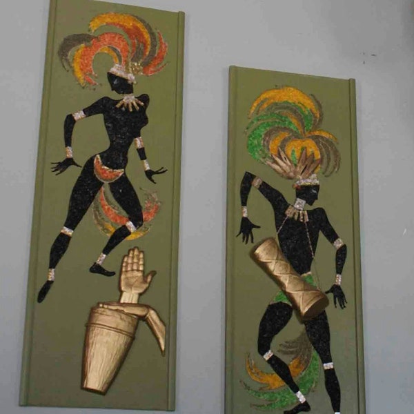 Huge Pair 3D Gravel Art Tribal Dancers