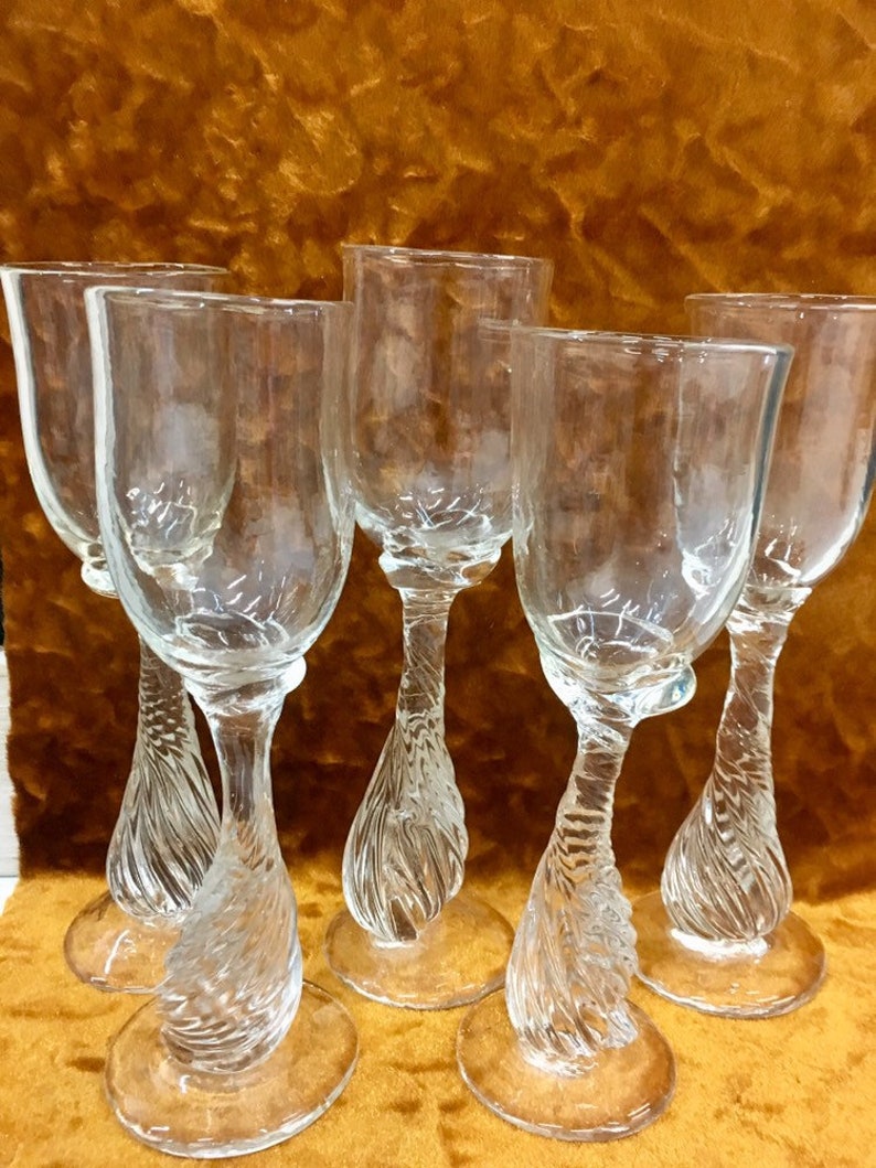 Drew Smith Hand Blown Art Glass Wine Glasses Etsy