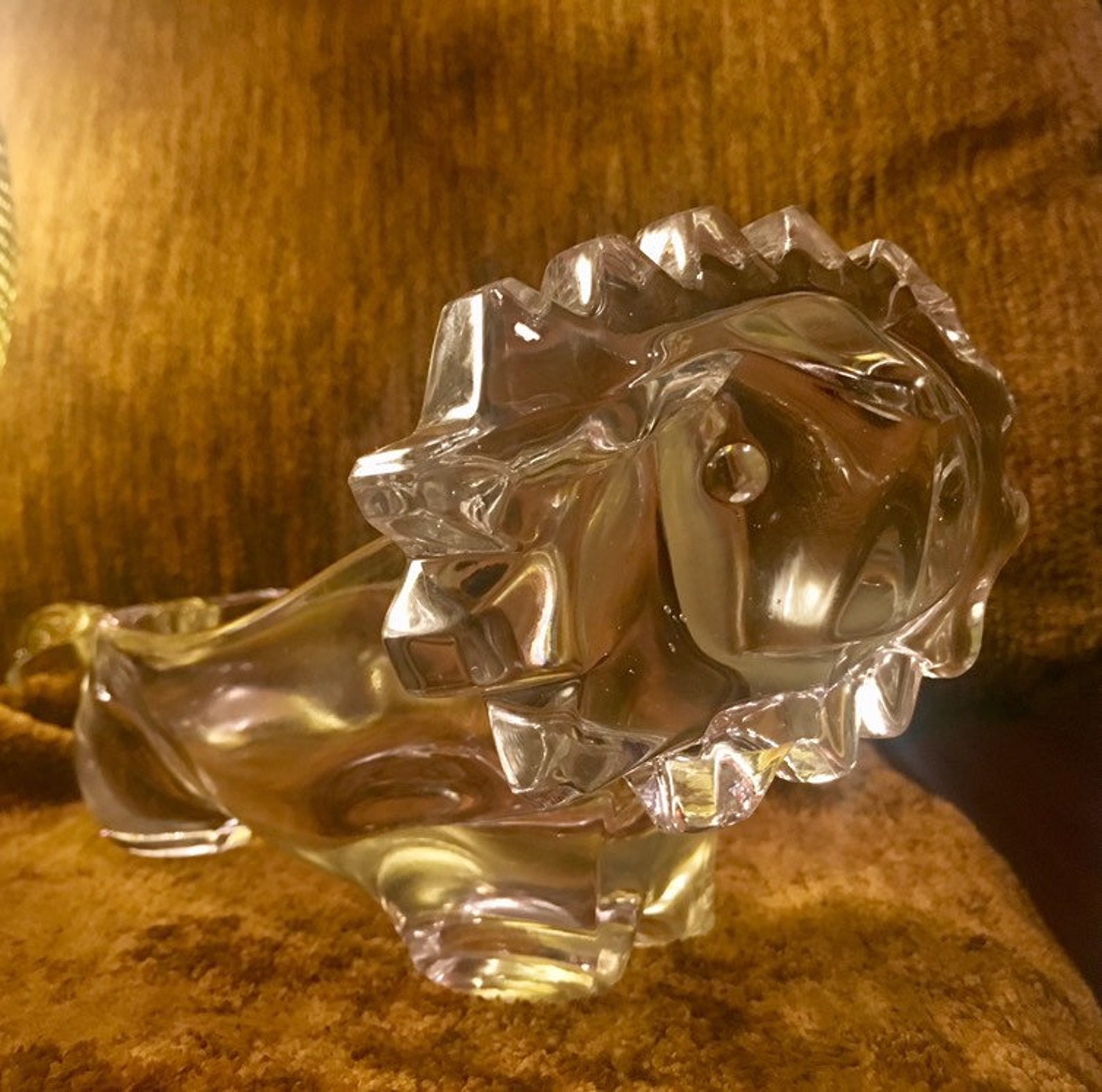 Mid Century Lion Glass Candy Dish Etsy