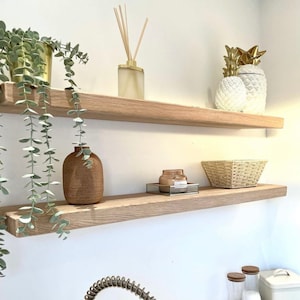 Floating Shelf made from Chunky Solid Oak with a Choice of Different Rustic Wax Finishes and Sizes 8x2