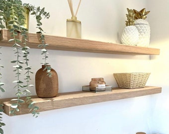 Floating Shelf made from Chunky Solid Oak with a Choice of Different Rustic Wax Finishes and Sizes 8x2