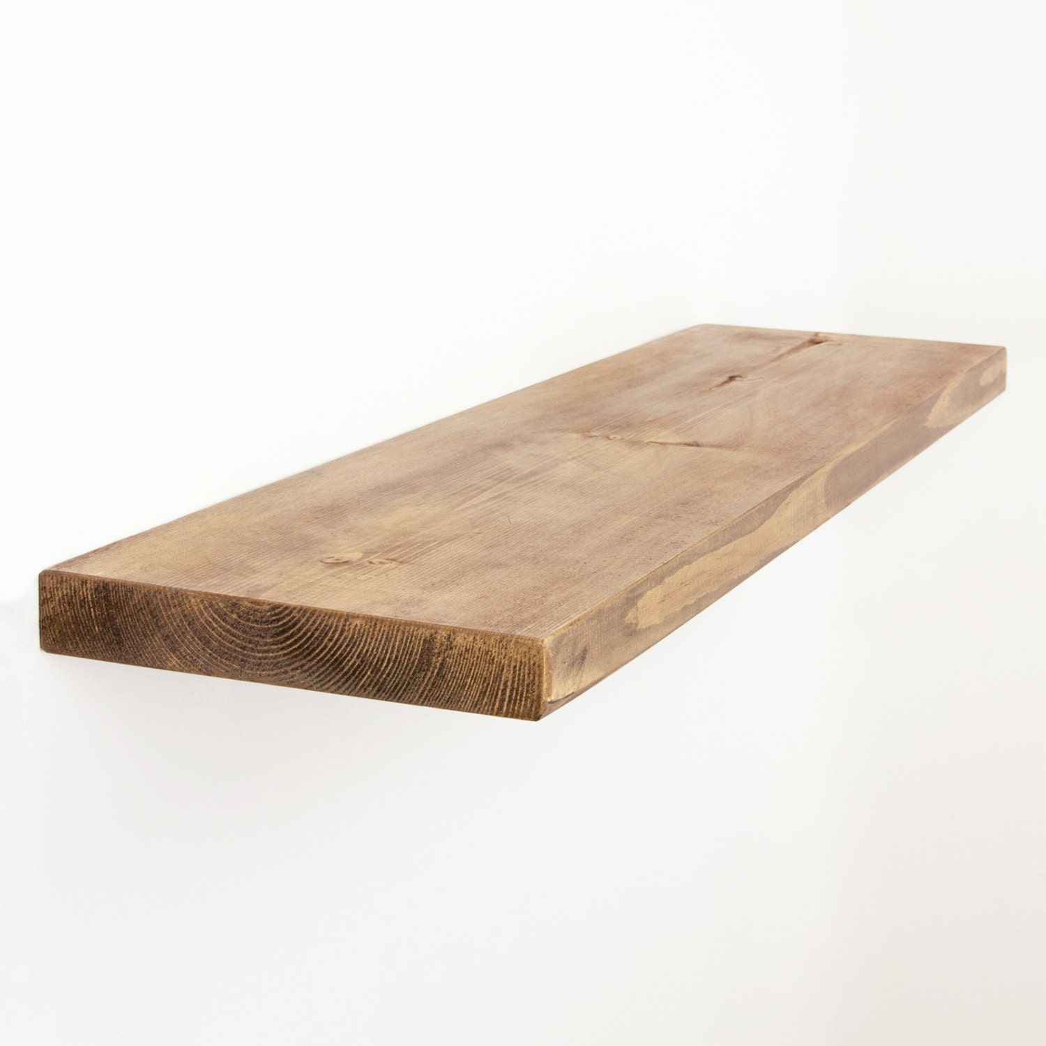 Rustic Floating Shelf Wood Solid Chunky Handmade with Brackets 9x1.5 