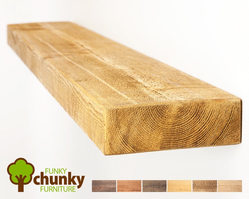 Rustic Floating Shelves Narrow Solid Wood Shelf 15cm Deep Image 0