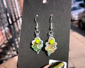 Flower of Life Earrings- Green Exotic