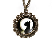 Cat Art Pendant for Halloween, Necklace, Glass Pendant, cat hand made jewelry, Photo Jewelry, Keychain, Vintage Gift, kitty lovers, Animals