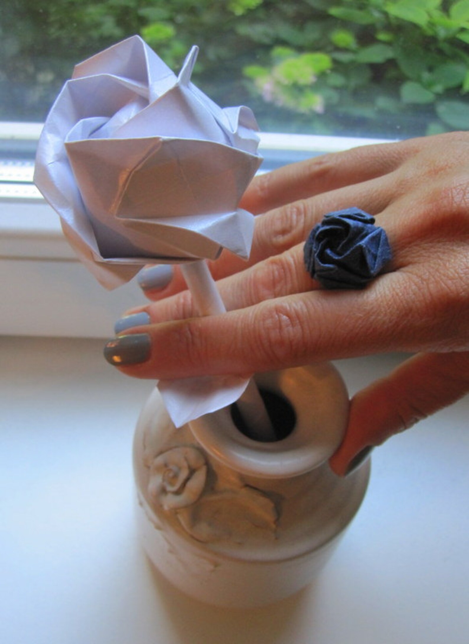 Origami Rose Ring Etsy