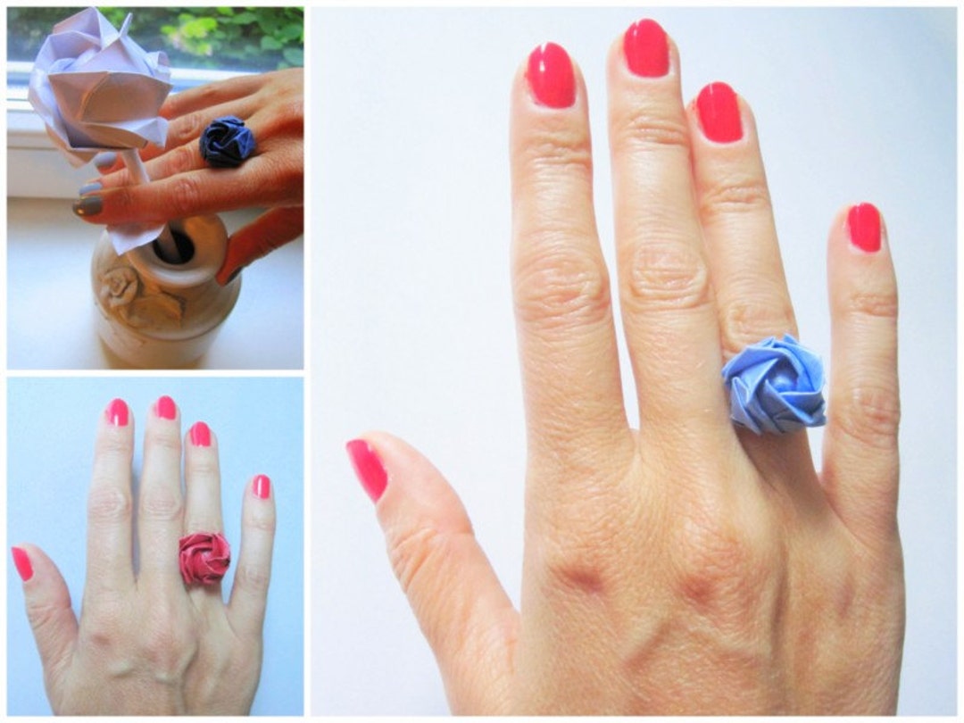 Origami Rose Ring Etsy