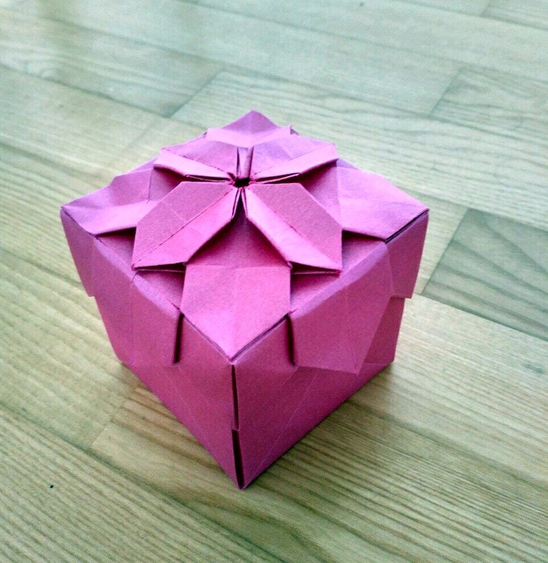Origami Flower Box With a Lid 2 Square Pieces of Paper Etsy