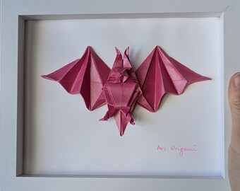 Difficult Origami: an origami bat in a frame