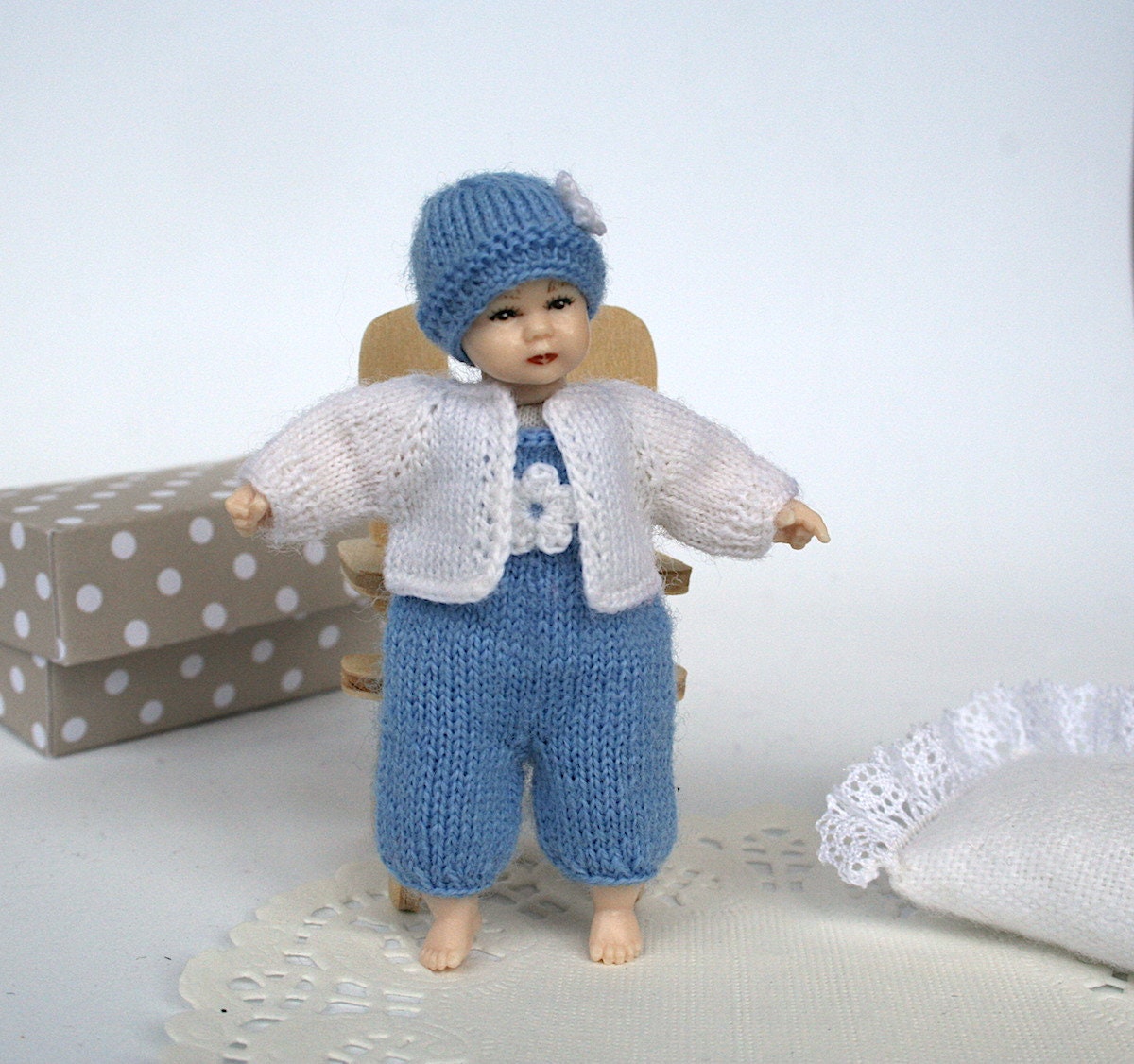 SET 2 Knitting Patterns for 1:12 scale 2.75 inch dollhouse toddler doll