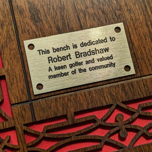 Personalised memorial plaques. Indoor or outdoor use, adhesive or screw holes, multiple sizes, engraved, gold or silver aluminium composite