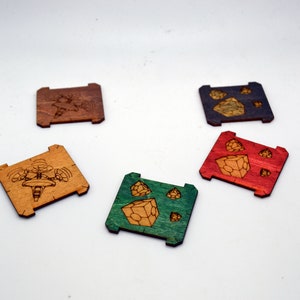 Personalised Ultra thin 1mm thick wood Set of 5 X Wing Miniatures Objective Tokens