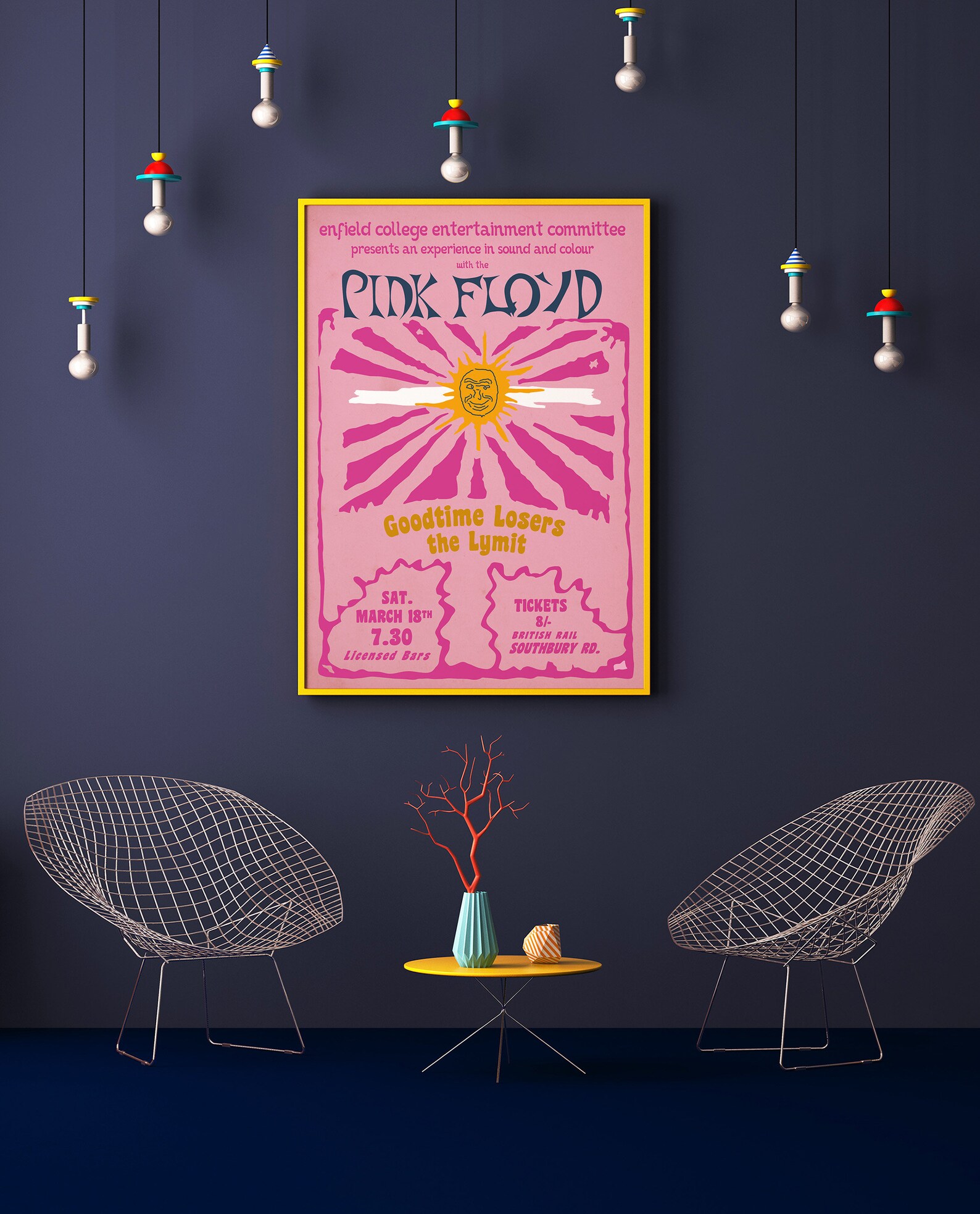 Pink Floyd Concert Poster Print March 18th 1967 Enfield Tech Etsy