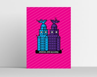 Liverpool Liver bird illustration pop art cartoon Print - Gift for any space Merseyside Wall Decor Art